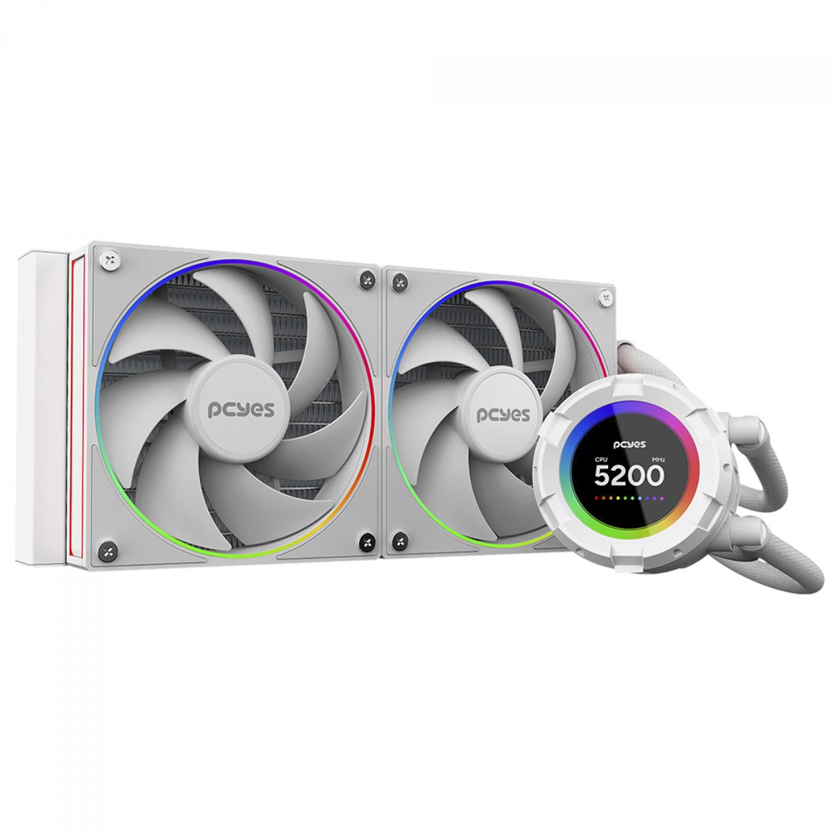 Water Cooler PCYES Vision White Ghost, ARGB, 240mm, Intel-AMD, Tela LCD, Branco, VS240WG
