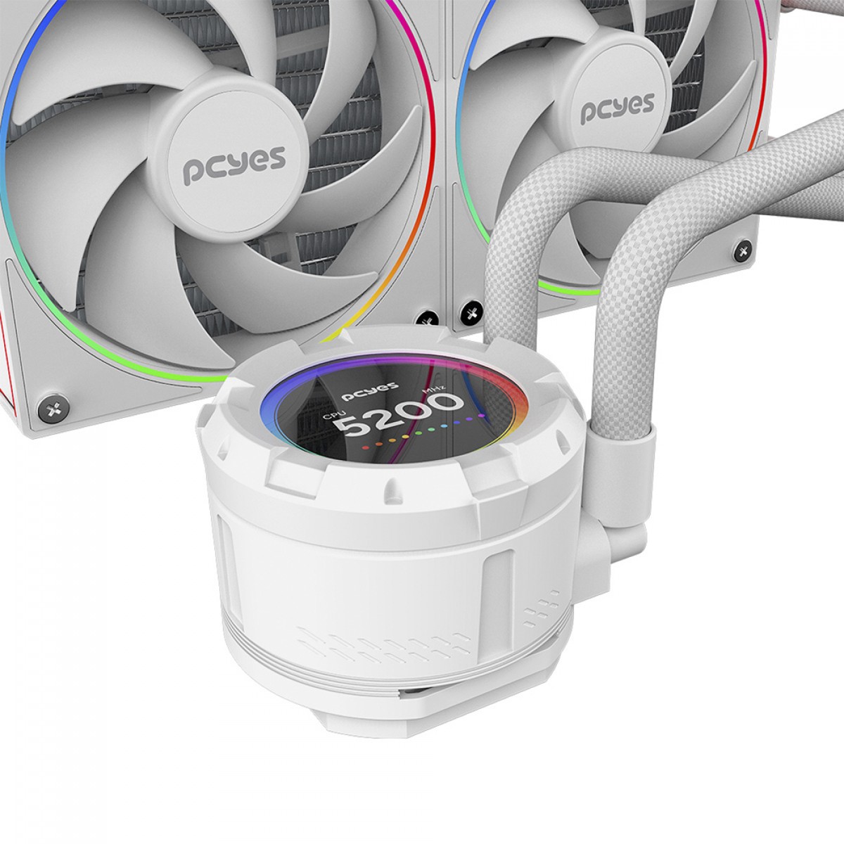 Water Cooler PCYES Vision White Ghost, ARGB, 240mm, Intel-AMD, Tela LCD, Branco, VS240WG