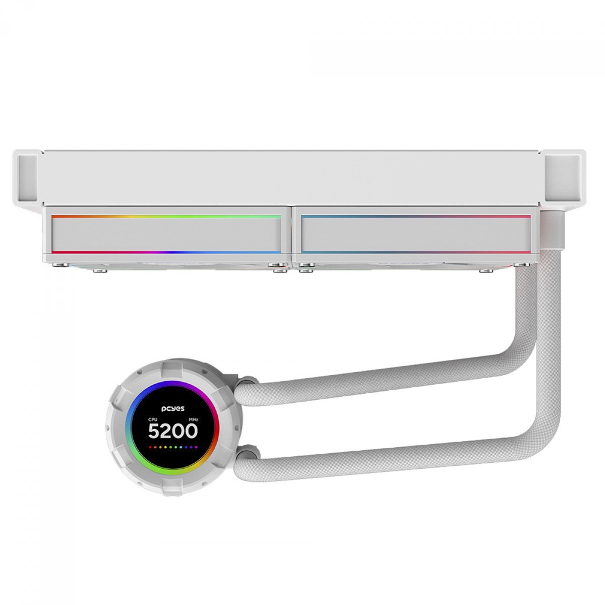 Water Cooler PCYES Vision White Ghost, ARGB, 240mm, Intel-AMD, Tela LCD, Branco, VS240WG