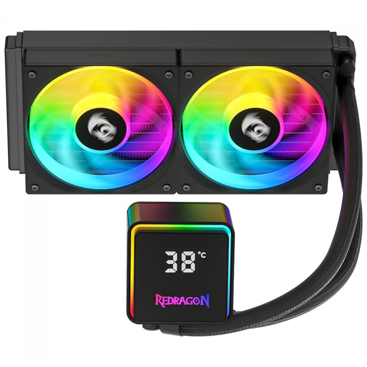 Water Cooler Redragon CCW-1021, ARGB, 240mm, Com Display LCD, Intel-AMD, Preto