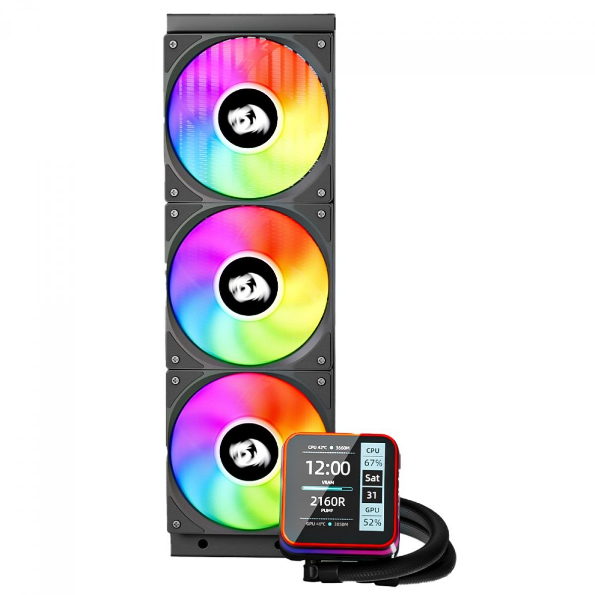 Water Cooler Redragon CCW-3015R, ARGB, 360mm, Com Display LCD, Intel-AMD, Preto