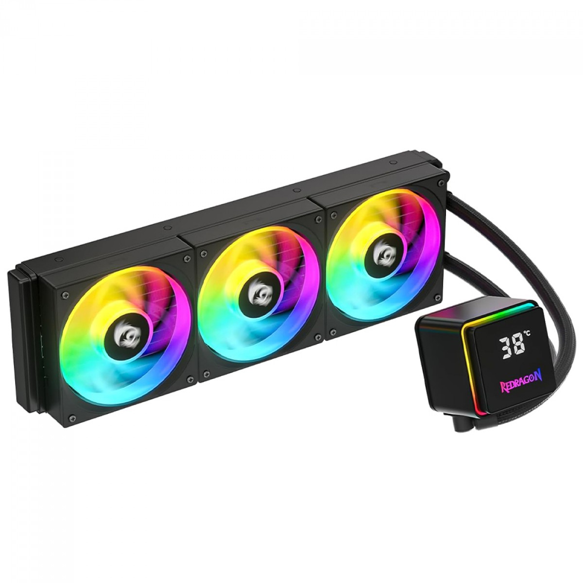 Water Cooler Redragon CCW-3017, ARGB, 360mm, Com Display LCD, Intel-AMD, Preto