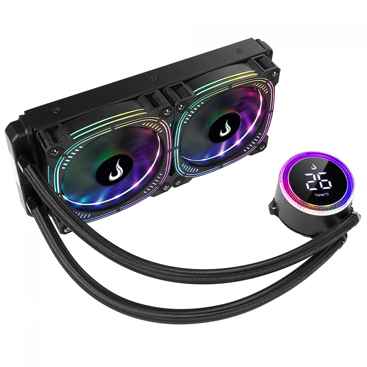Water Cooler Rise Mode Aura Ice Black, ARGB, 240mm, Intel-AMD, Preto, RM-WAIB-05-ARGB