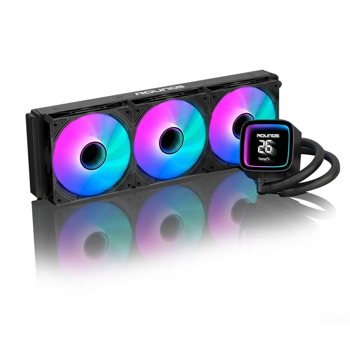 Water Cooler Round5 Boreah Black, ARGB, 360mm, Com Display, Intel-AMD, PWM, Preto, R5-WC-BOREAH-360B-2255