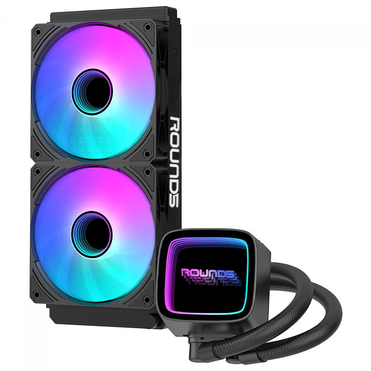 Water Cooler Round5 Eurus Black, ARGB, 240mm, Intel-AMD, PWM, Preto, R5-WC-EURUS-240B-2230