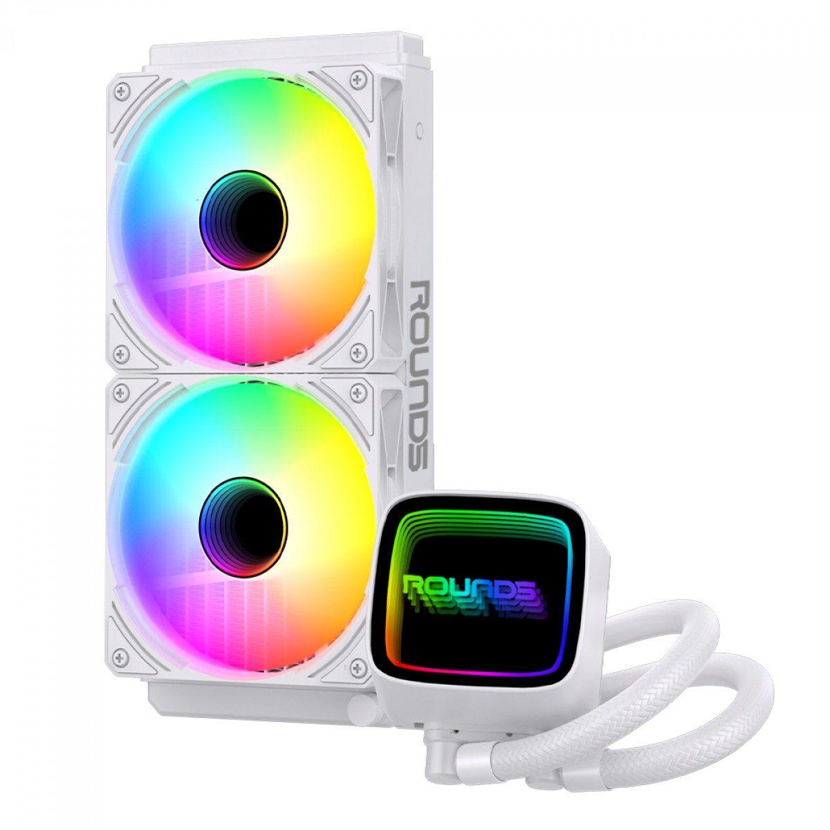 Water Cooler Round5 Eurus White, ARGB, 240mm, Intel-AMD, PWM, Branco, R5-WC-EURUS-240W-2231 - Open Box