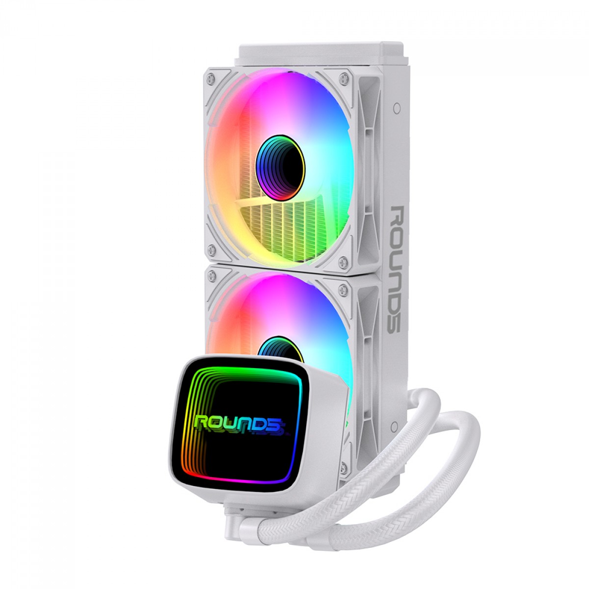 Water Cooler Round5 Eurus White, ARGB, 240mm, Intel-AMD, PWM, Branco, R5-WC-EURUS-240W-2231 - Open Box