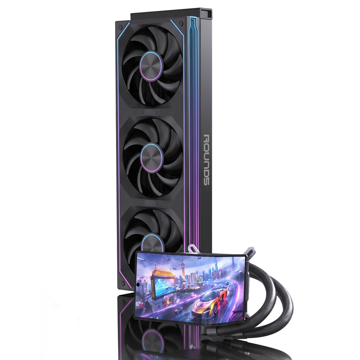Water Cooler Round5 Horizon Black, 360mm, Com Display Curvo, ARGB, Intel-AMD, PWM, Preto, R5-WC-HORIZON-360B-2283