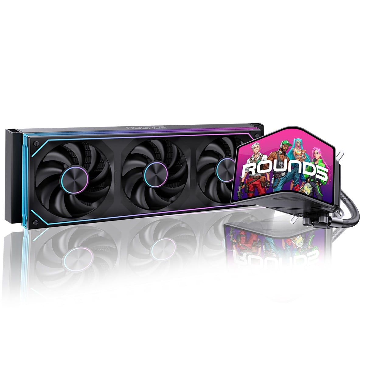 Water Cooler Round5 Horizon Black, 360mm, Com Display Curvo, ARGB, Intel-AMD, PWM, Preto, R5-WC-HORIZON-360B-2283