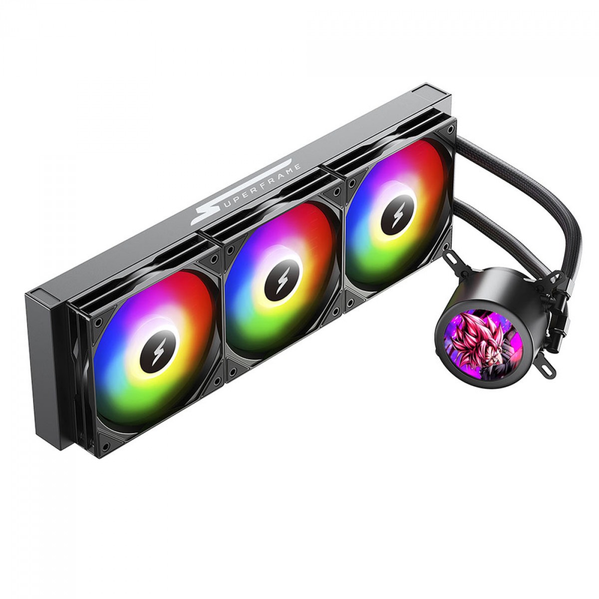 Water Cooler SuperFrame ISENGARD MAGIC, 360mm, Bomba Infinit, Display LCD Customizável, ARGB, Intel-AMD, Black, SF-W360-MB