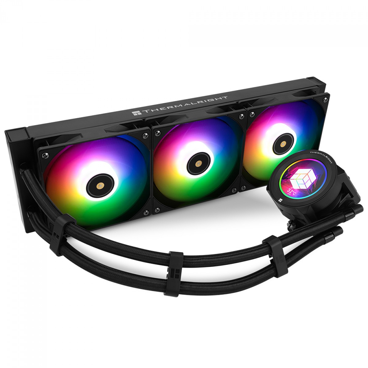 Water Cooler Thermalright Core Vision 360 Black, 360mm, Display LCD, ARGB, Intel/AMD, Preto