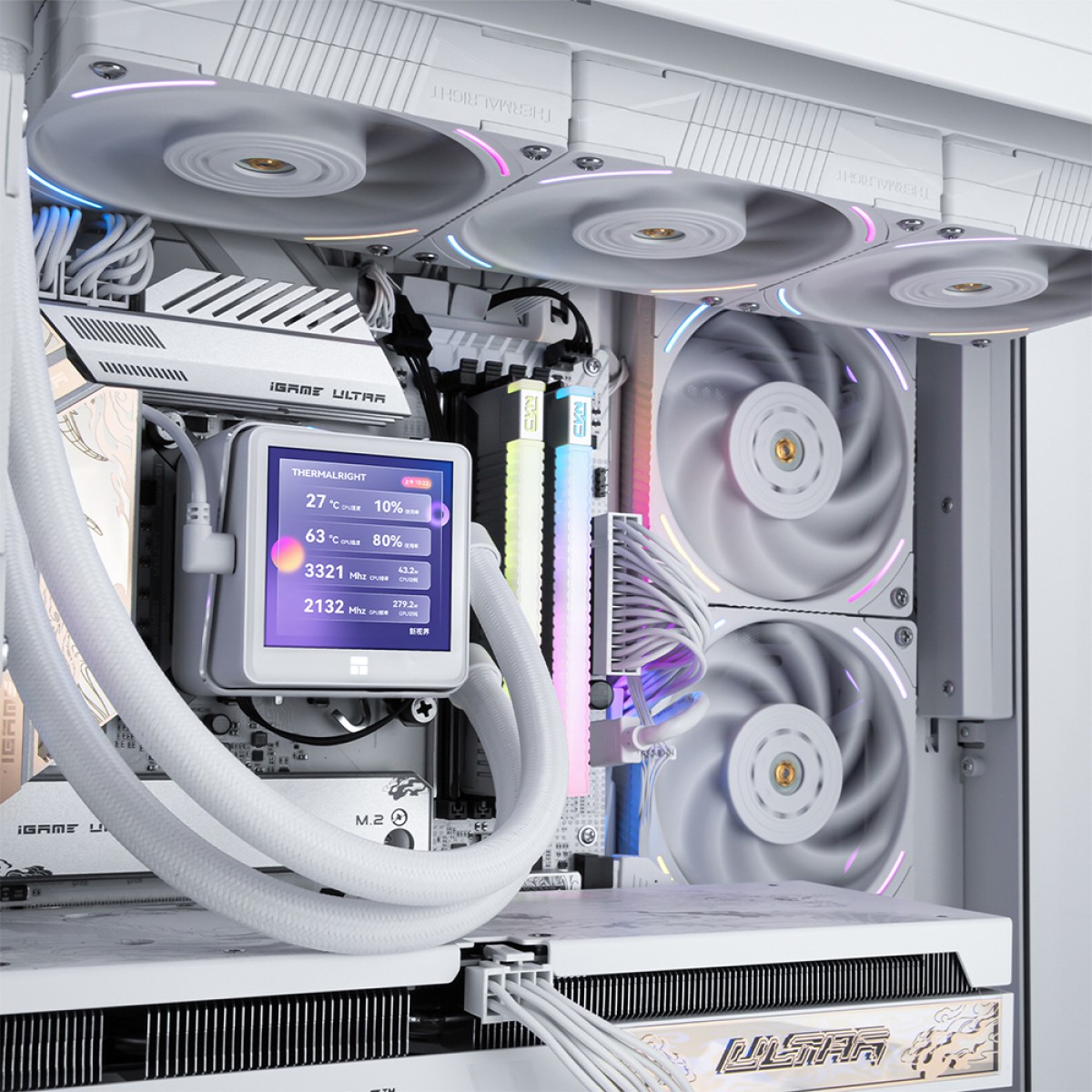 Water Cooler Thermalright Frozen Guardian 360 White, 360mm, ARGB, Display LCD, Intel/AMD, Branco