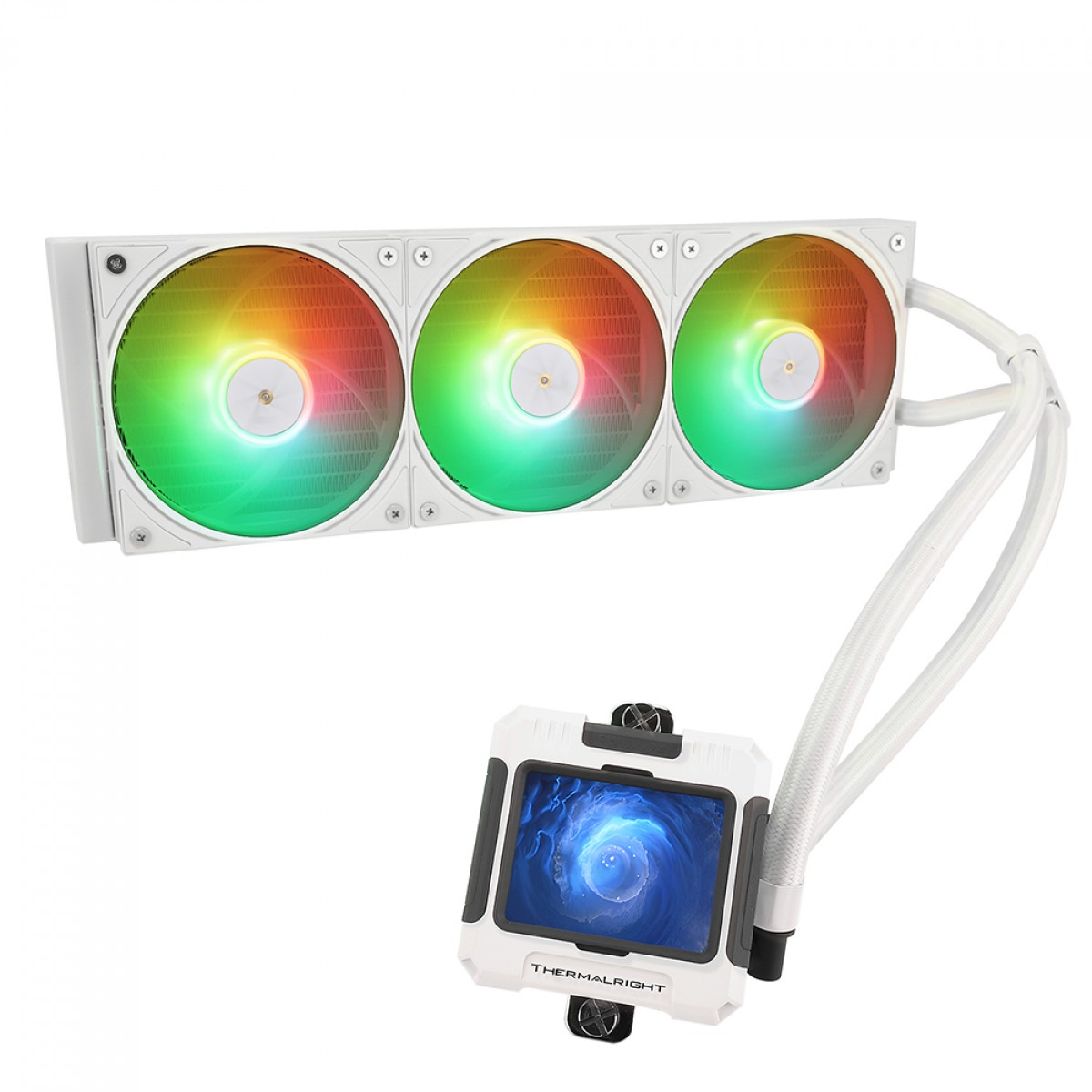 Water Cooler Thermalright Frozen Warframe 360 White, 360mm, ARGB, Display LCD, Intel/AMD, Branco