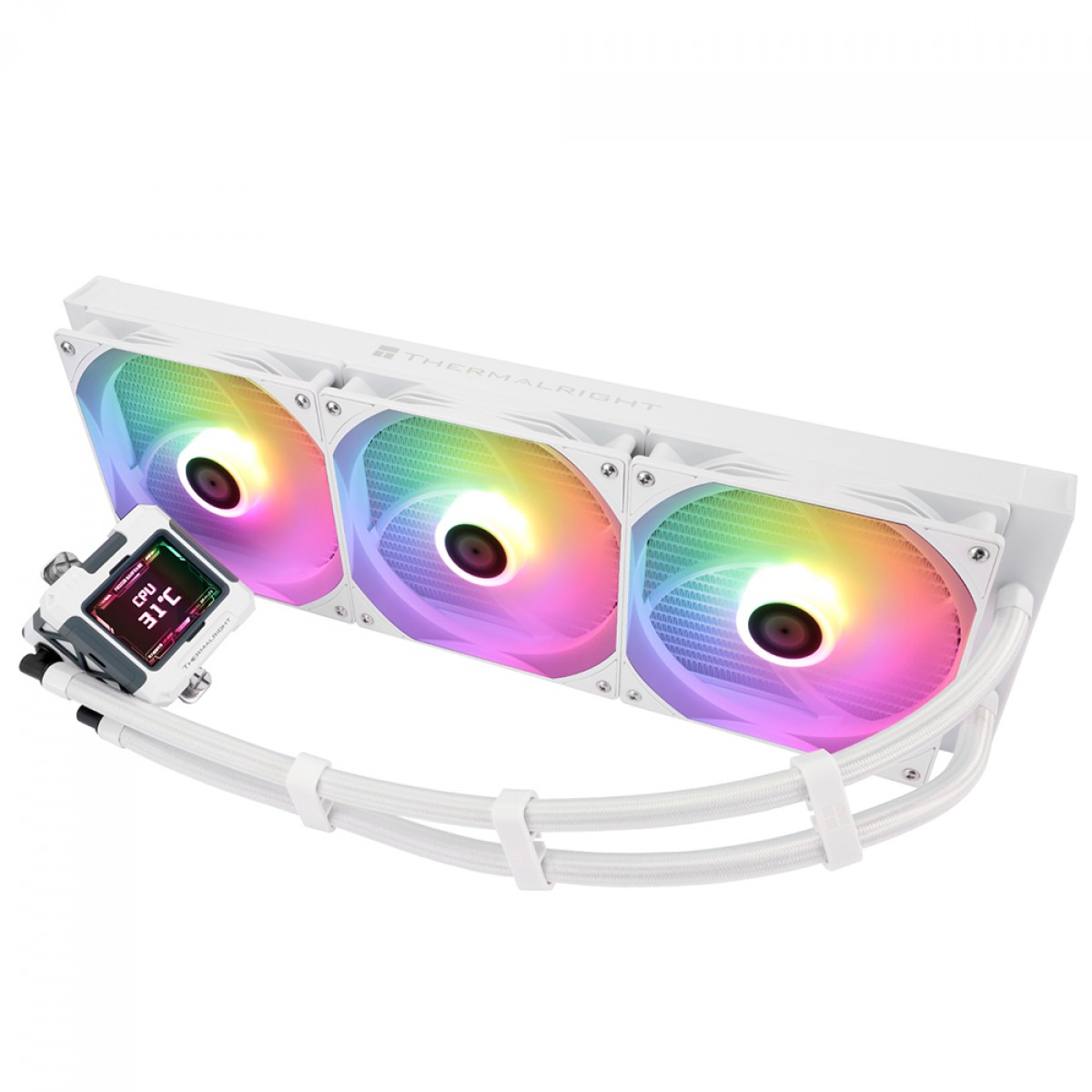 Water Cooler Thermalright Frozen Warframe 420 White, 420mm, ARGB, Display LCD, Intel/AMD, Branco