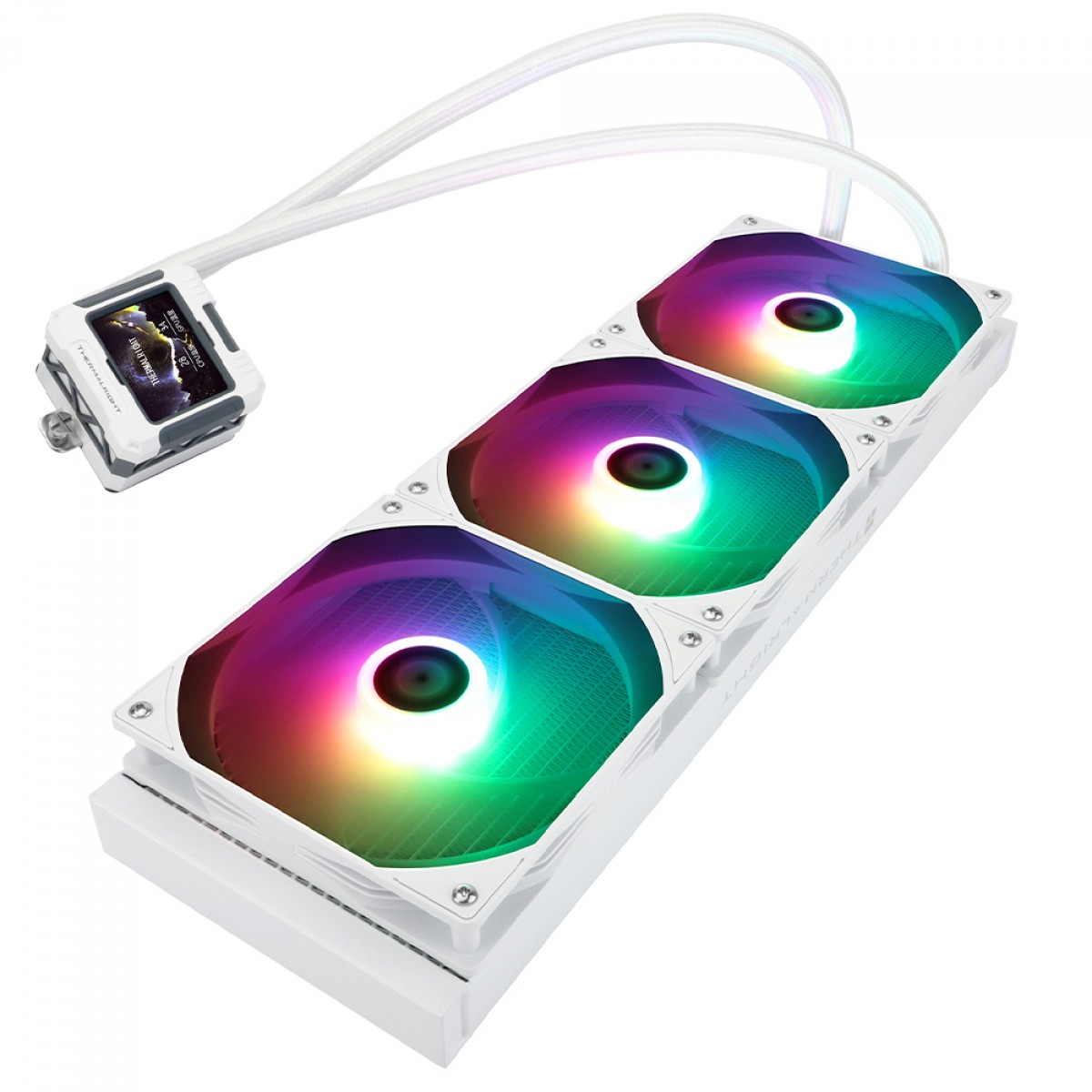 Water Cooler Thermalright Frozen Warframe 420 White, 420mm, ARGB, Display LCD, Intel/AMD, Branco