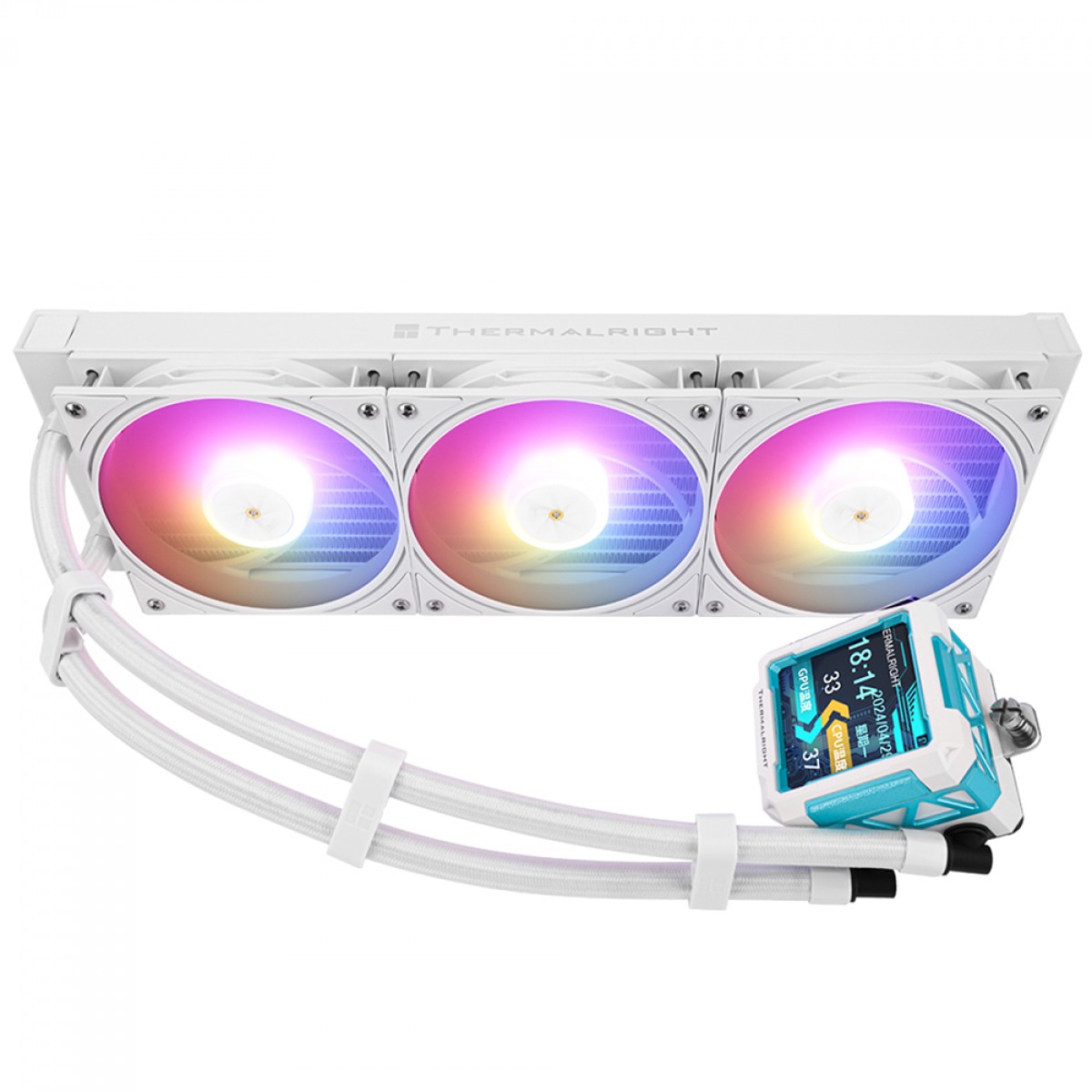 Water Cooler Thermalright Frozen Warframe Pro 360 White, 360mm, ARGB, Display LCD, Intel/AMD, Branco