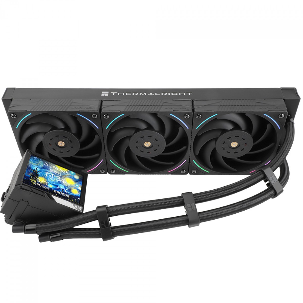 Water Cooler Thermalright Mjolnir Vision 360 Black ARGB, 360mm, ARGB, Display LCD, Intel/AMD, Preto