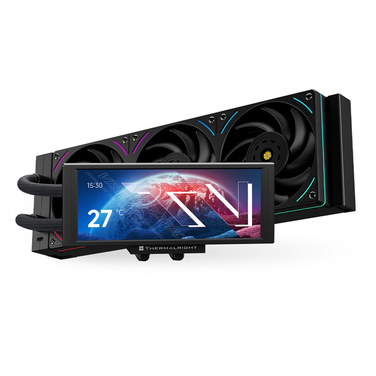 Water Cooler Thermalright Trofeo Vision 360 Black, 360mm, ARGB, Display LCD, Intel/AMD, Preto