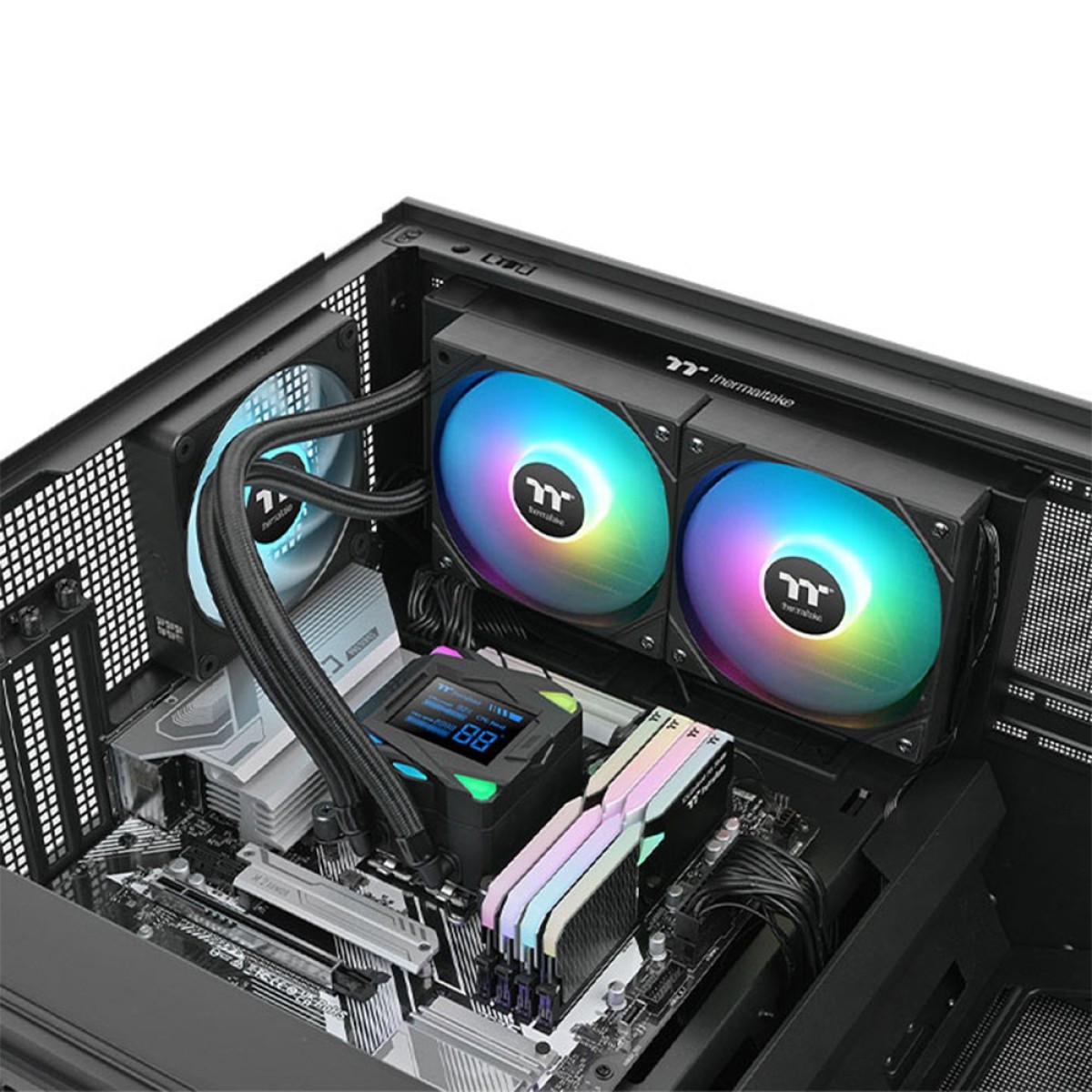 Water Cooler Thermaltake LA240-S ARGB Sync AIO, 240mm, Display LCD, Intel-AMD, Preto, CL-W461-PL12SW-A
