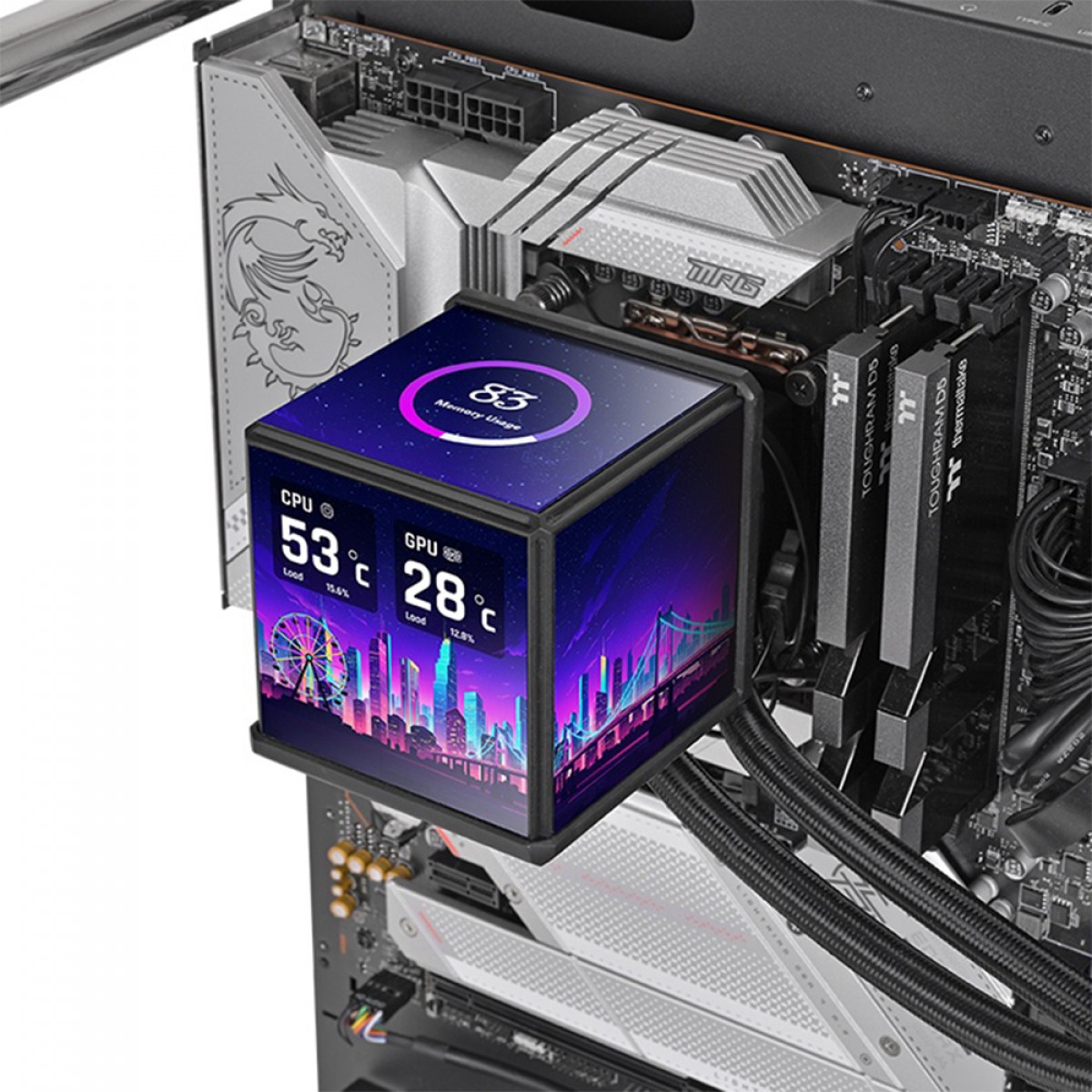 Water Cooler Thermaltake MineCube 360 Ultra ARGB, 360mm, 4 Telas LCD, Intel-AMD, Preto, CL-W481-PL12SW-A