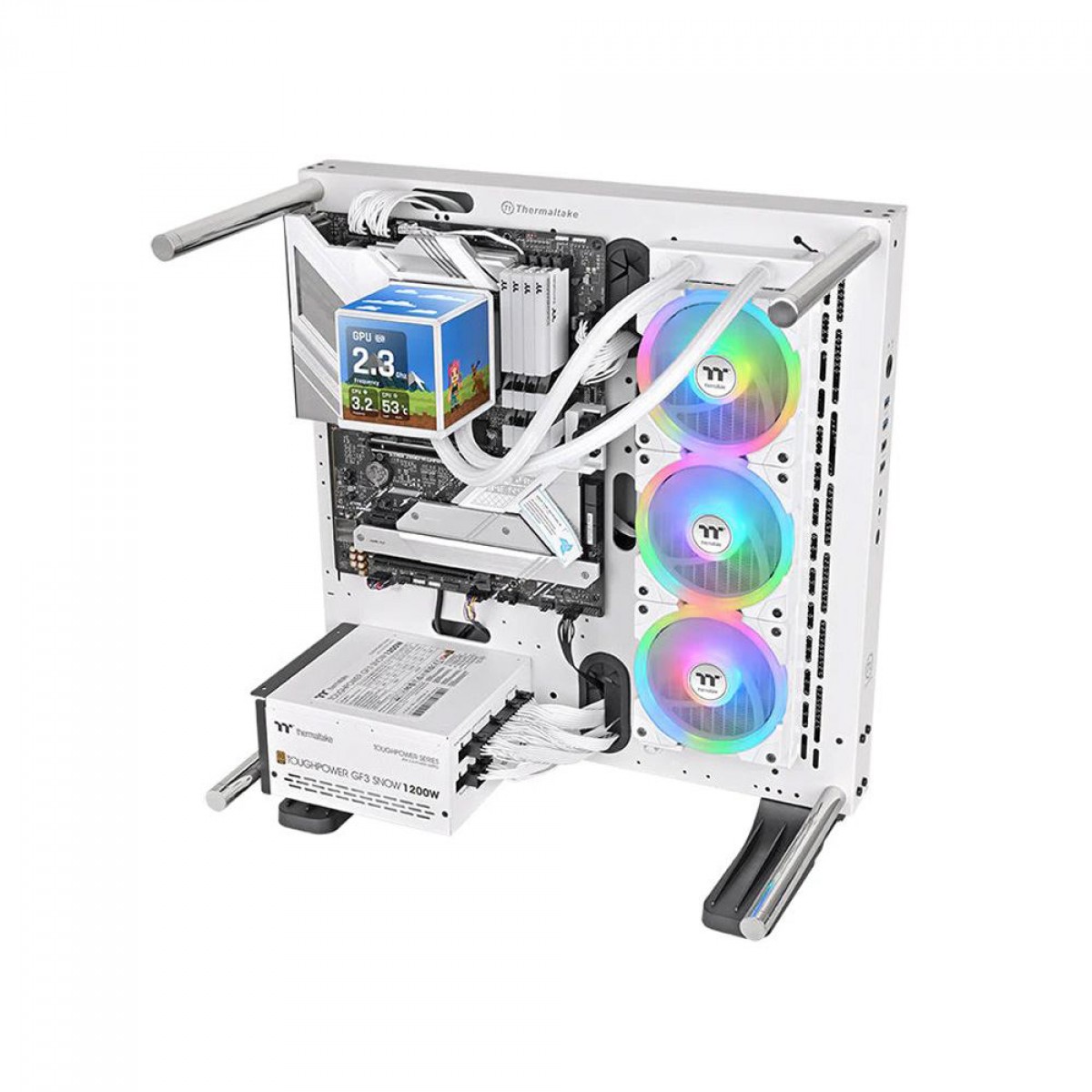 Water Cooler Thermaltake MineCube 360 Ultra ARGB Snow Edition, 360mm, 4 Telas LCD, Intel-AMD, Branco, CL-W482-PL12SW-A