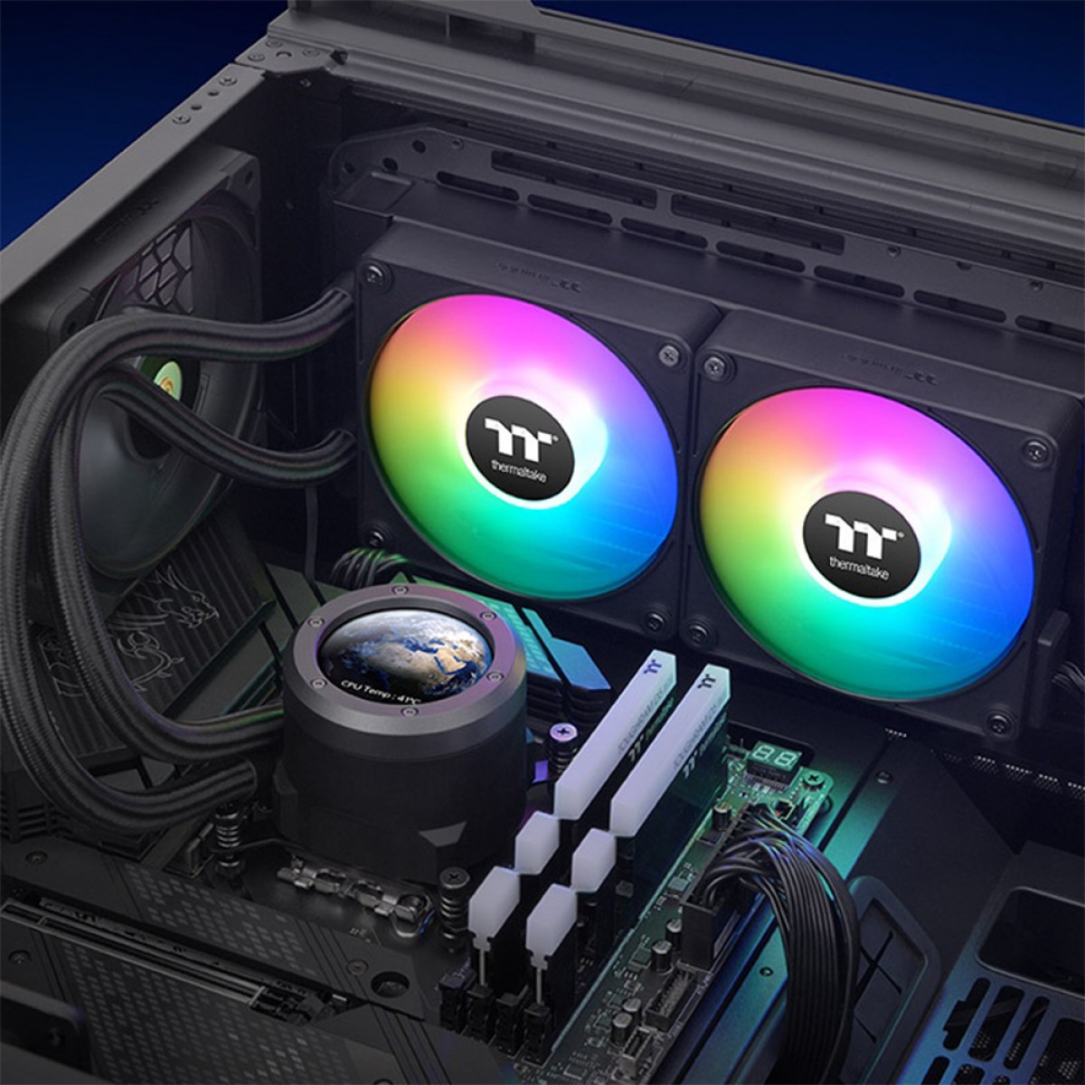 Water Cooler Thermaltake TH240 V2 Ultra EX, ARGB, Display LCD, 240mm, Intel-AMD, Preto, CL-W414-PL12SW-A