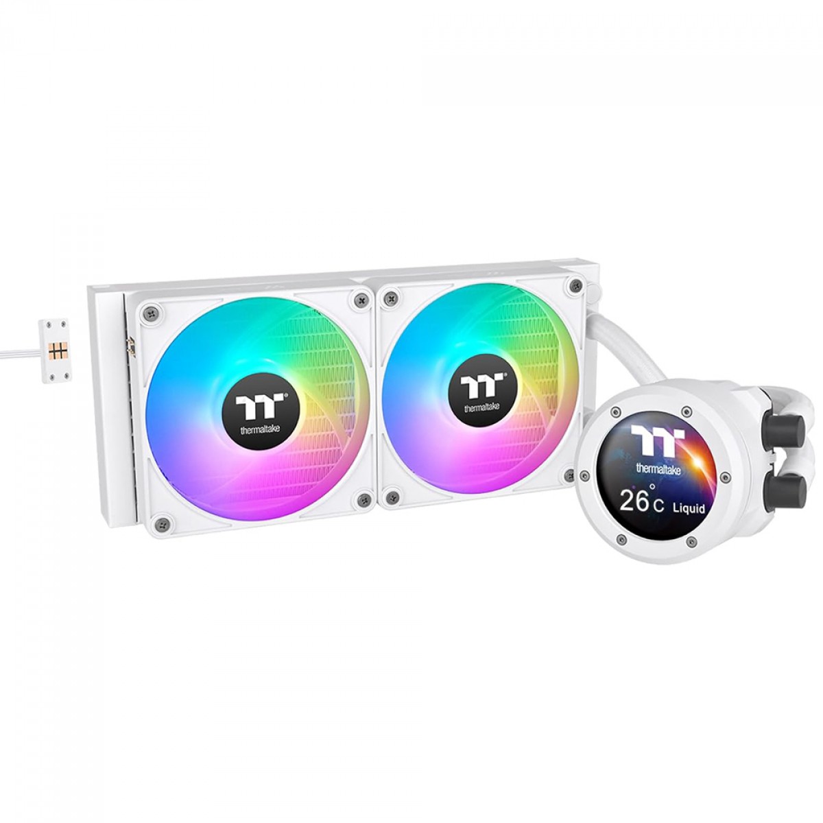 Water Cooler Thermaltake TH240 V2 Ultra EX Snow, ARGB, Display LCD, 240mm, Intel-AMD, Branco, CL-W425-PL12SW-A