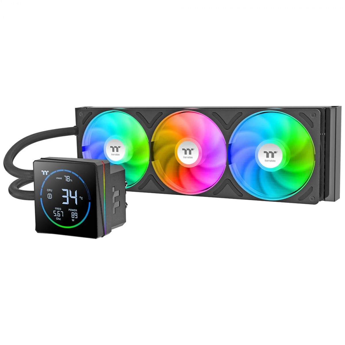 Water Cooler Thermaltake TH360-S V3 ARGB, 360mm, Display LCD, Intel-AMD, Preto, CL-W470-PL12SW-A