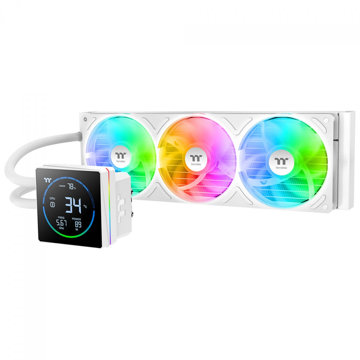 Water Cooler Thermaltake TH360-S V3 Snow Edition ARGB, 360mm, Display LCD, Intel-AMD, Branco, CL-W472-PL12SW-A
