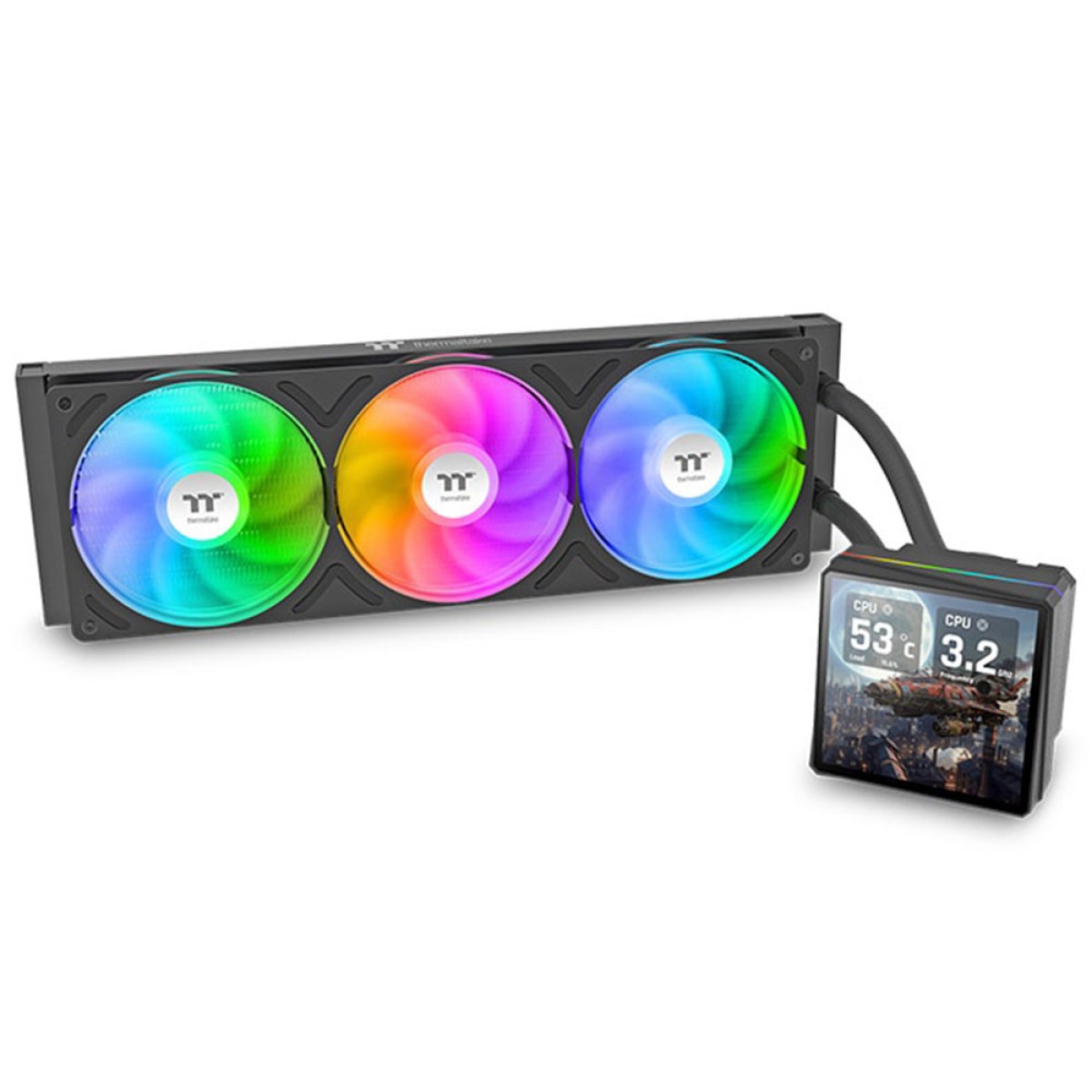 Water Cooler Thermaltake TH360 V3 ULTRA ARGB Sync AIO, 360mm, Display LCD, Intel-AMD, Preto, CL-W474-PL12SW-A