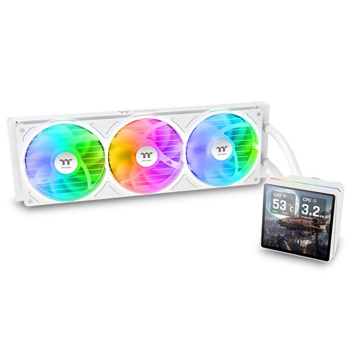 Water Cooler Thermaltake TH360 V3 ULTRA ARGB Sync AIO Snow Edition, 360mm, Display LCD, Intel-AMD, Branco, CL-W476-PL12SW-A