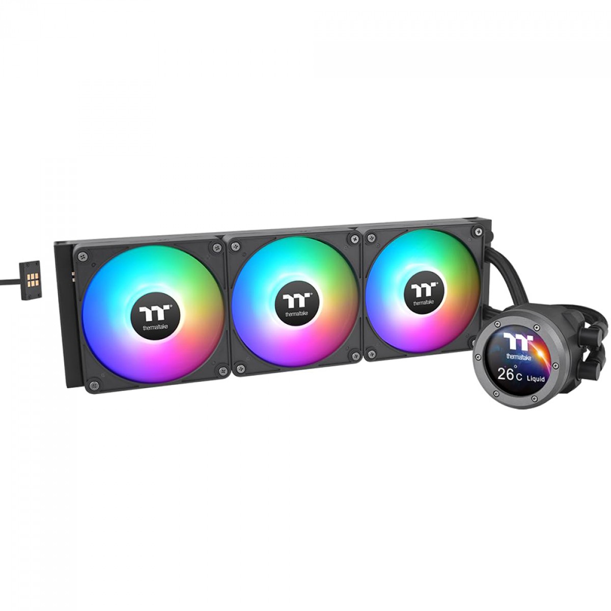 Water Cooler Thermaltake TH420 V2 Ultra EX, ARGB, Display LCD, 420mm, Intel-AMD, Preto, CL-W417-PL14SW-A