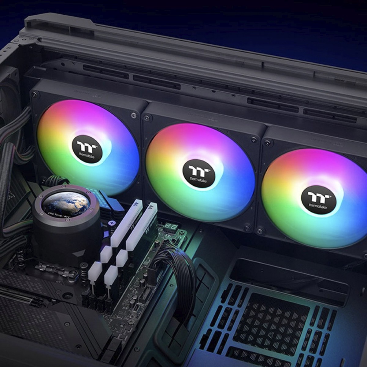 Water Cooler Thermaltake TH420 V2 Ultra EX, ARGB, Display LCD, 420mm, Intel-AMD, Preto, CL-W417-PL14SW-A