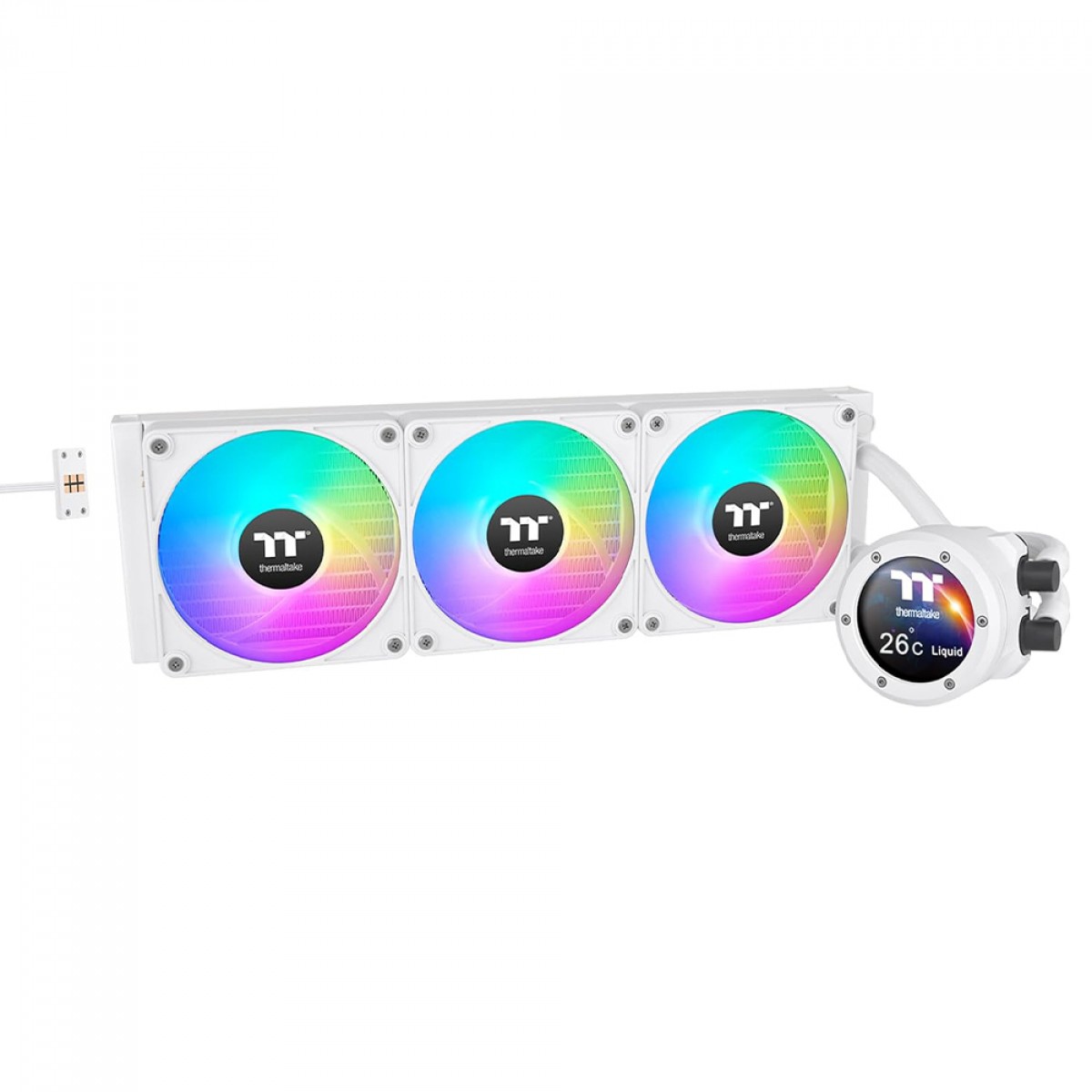 Water Cooler Thermaltake TH420 V2 Ultra EX Snow Edition, ARGB, Display LCD, 420mm, Intel-AMD, Branco, CL-W428-PL14SW-A