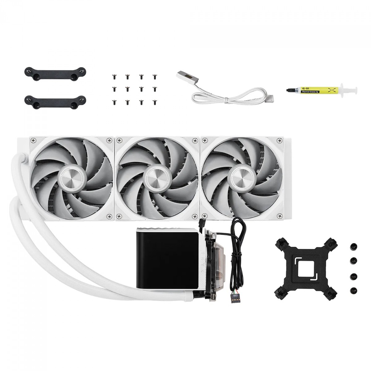 Water Cooler Tryx Panorama, 360mm, Display Curvo AMOLED Customizável, Intel-AMD, Branco, L-P360N-DS3M-G1W