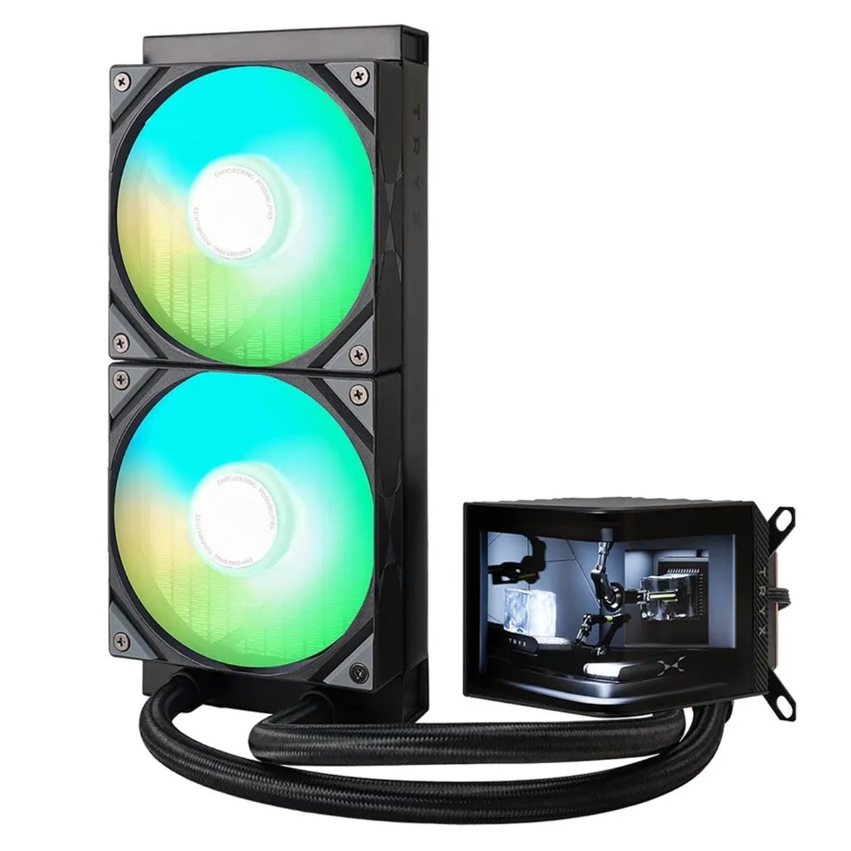 Water Cooler Tryx Panorama ARGB, 240mm, Display Curvo AMOLED Customizável, Intel-AMD, Preto, L-P240A-AS2M-G0K