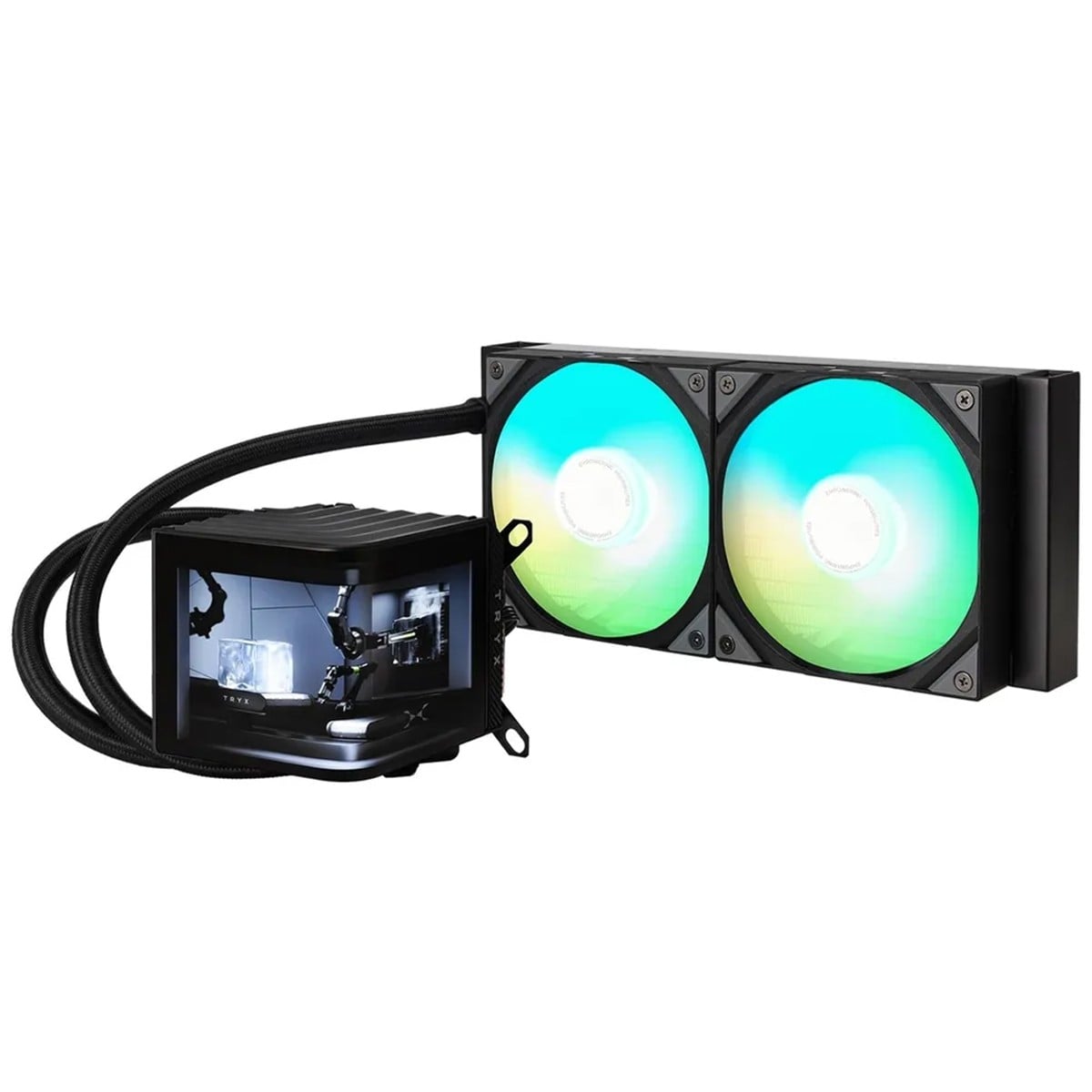 Water Cooler Tryx Panorama ARGB, 240mm, Display Curvo AMOLED Customizável, Intel-AMD, Preto, L-P240A-AS2M-G0K