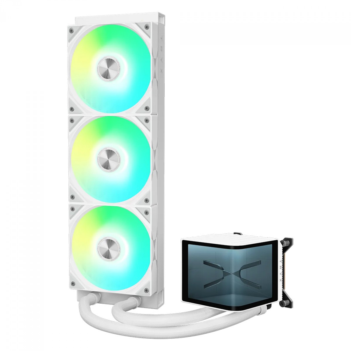 Water Cooler Tryx Panorama ARGB, 360mm, Display Curvo AMOLED Customizável, Intel-AMD, Branco, L-P360A-AS3M-G1W