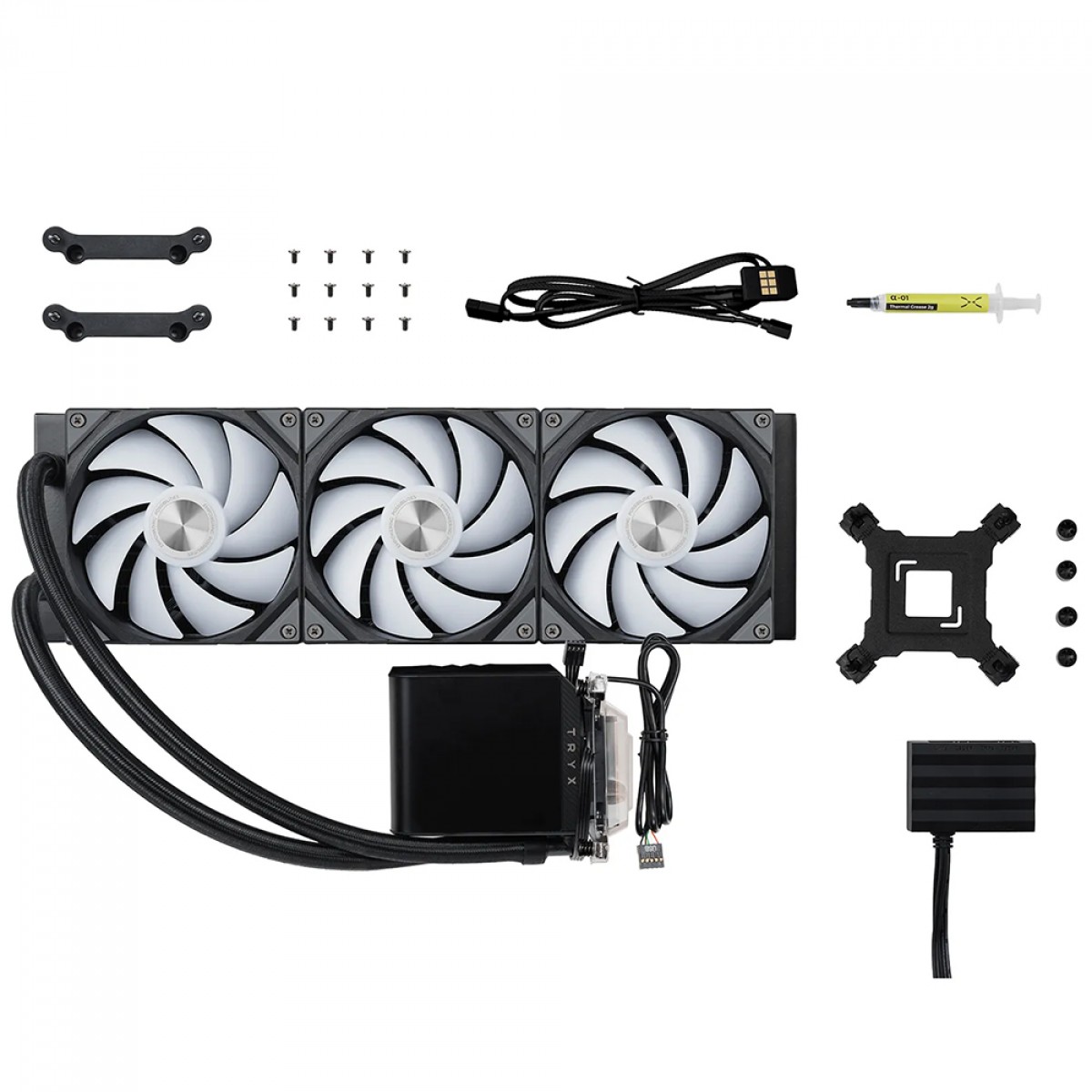 Water Cooler Tryx Panorama ARGB, 360mm, Display Curvo AMOLED Customizável, Intel-AMD, Preto, L-P360A-AS3M-G1K