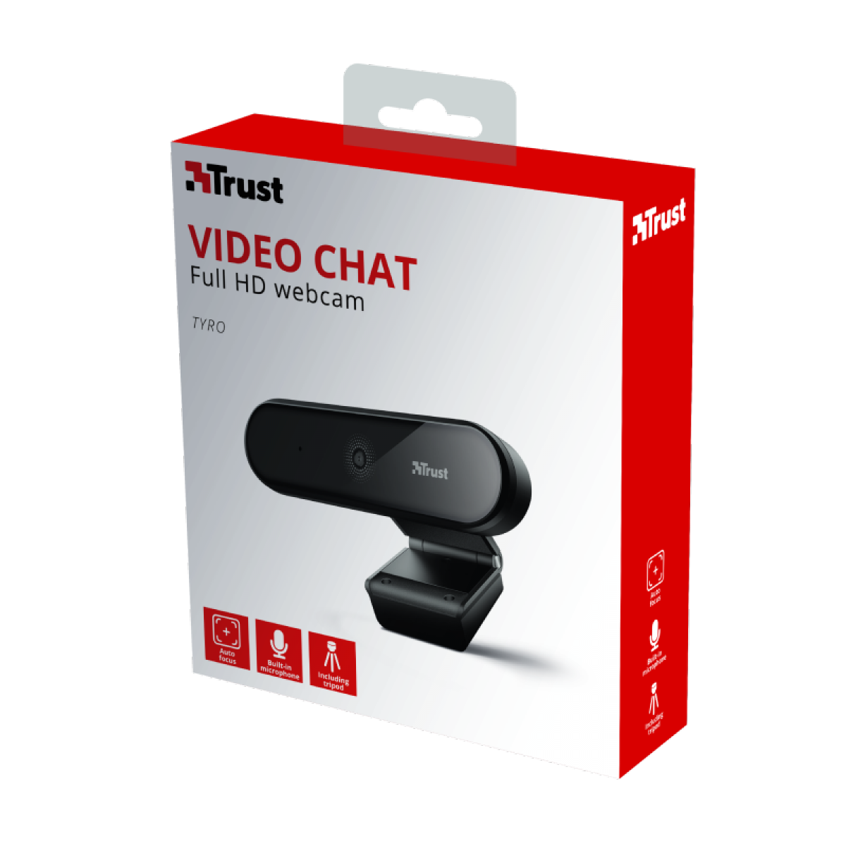 Webcam Trust, Tyro, Full HD, 1080p, Tripé, T23637