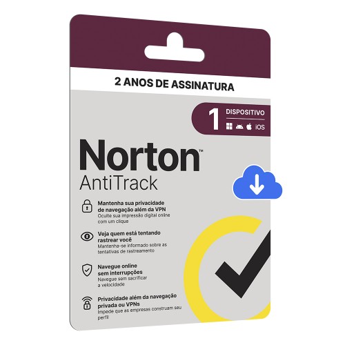 Antivírus Norton Antitrack, 1 Dispositivo, 24 Meses ESD, Digital para Download, 21430289