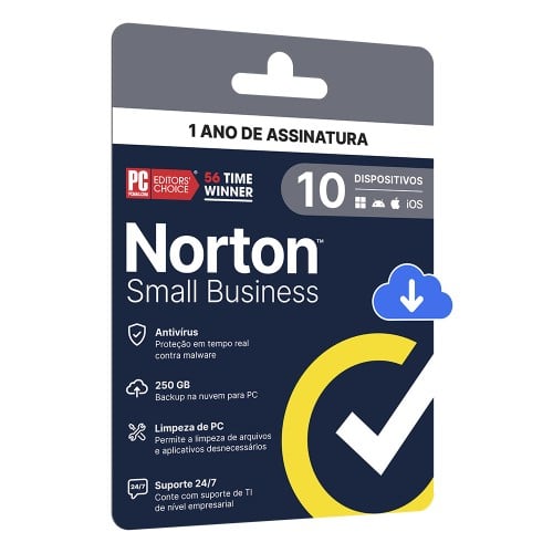 Antivírus Norton Small Business 250GB, 10 Dispositivos, 12 Meses ESD, Digital para Download, 21460352