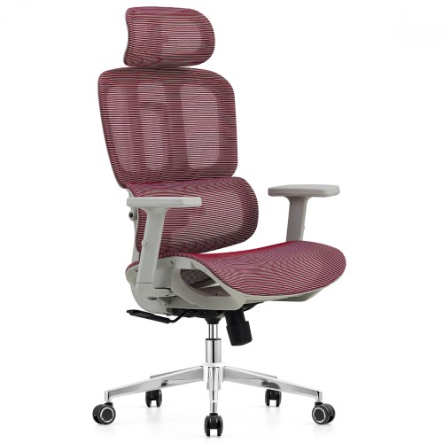 Cadeira de Escritório Dr. Office Business, Mesh, 2D, Ajustável, Suporta até 120kg, Bordô, DR-CH-BNN2DPRF