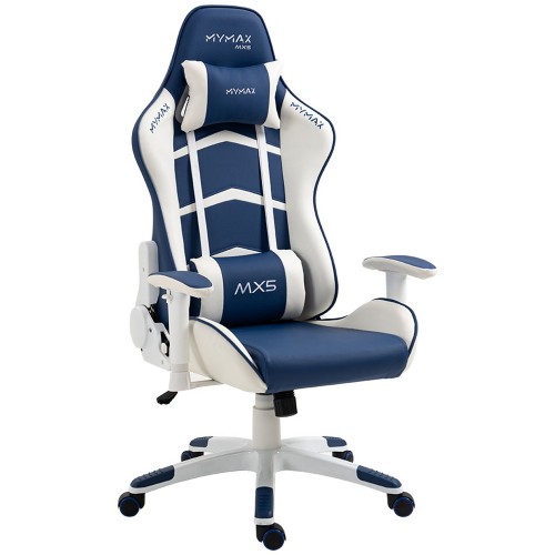 Cadeira Gamer MyMax MX5, Ajustável, 2D, Branco e Azul Marinho Cadeira Gamer MyMax MX5, Ajustável, 2D, Branco e Azul Marinho
