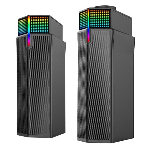 Caixa De Som Gamer Rise Mode Laser S2, Rainbow, Bluetooth/3.5mm, 2x5W, Preto, RM-SPL-02-RGB