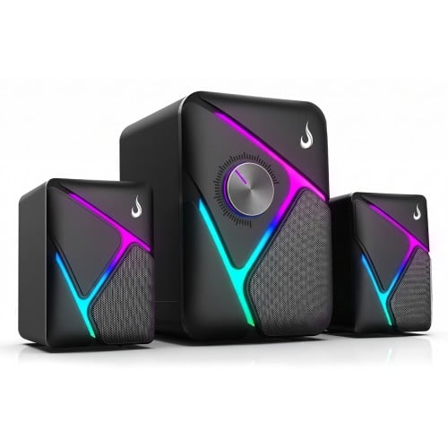 Caixa De Som Gamer Rise Mode Nebula, Rainbow, 3.5mm, 5W + 2x3W, Preto, RM-SPNE-01-RGB