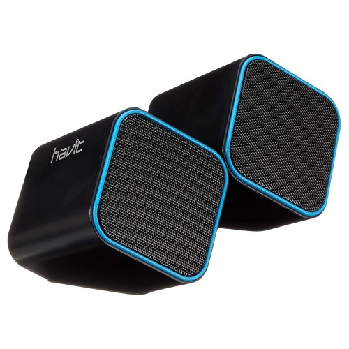 Caixa de Som Havit SK473, Stereo 2.0, P2, 3.5mm, Preto e Azul