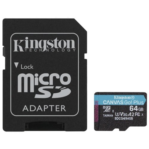 Cartão de Memória Kingston Canvas Go Plus, MicroSD 64GB, Classe 10, Com Adaptador, SDCG4/64GB