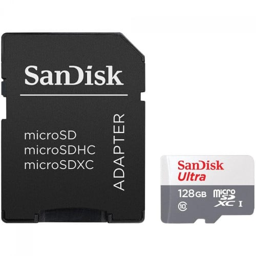 Cartão De Memória SanDisk Ultra MicroSDXC UHS-I, 128GB, 100MBs, Class 10, Com Adaptador, SDSQUNR-128G-GN3MA