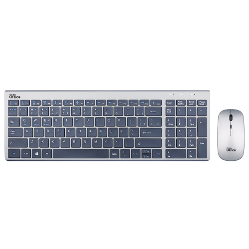 Combo Mouse E Teclado Sem Fio Dr. Office, SDR-0302-G, Wireless/Bluetooth, USB, Cinza Metálico